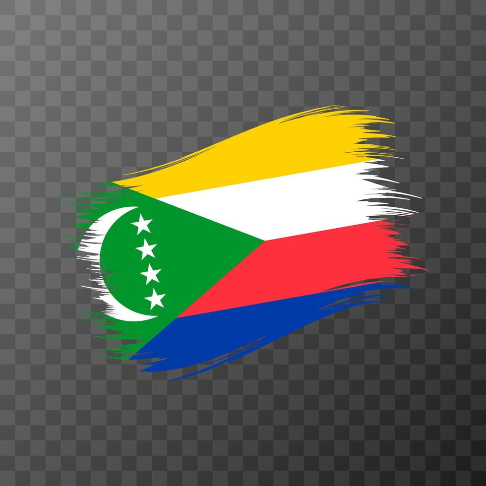 drapeau national des comores. coup de pinceau grunge. illustration vectorielle sur fond transparent. vecteur