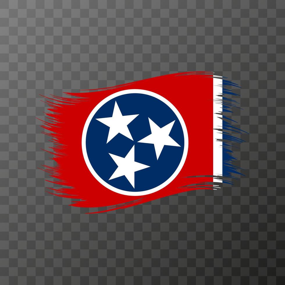 drapeau d'état du tennessee dans un style pinceau sur fond transparent. illustration vectorielle. vecteur