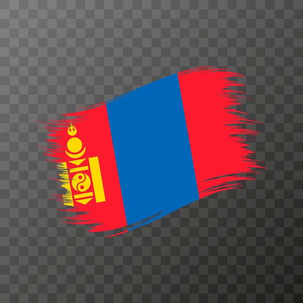 drapeau national de la mongolie. coup de pinceau grunge. illustration vectorielle sur fond transparent. vecteur