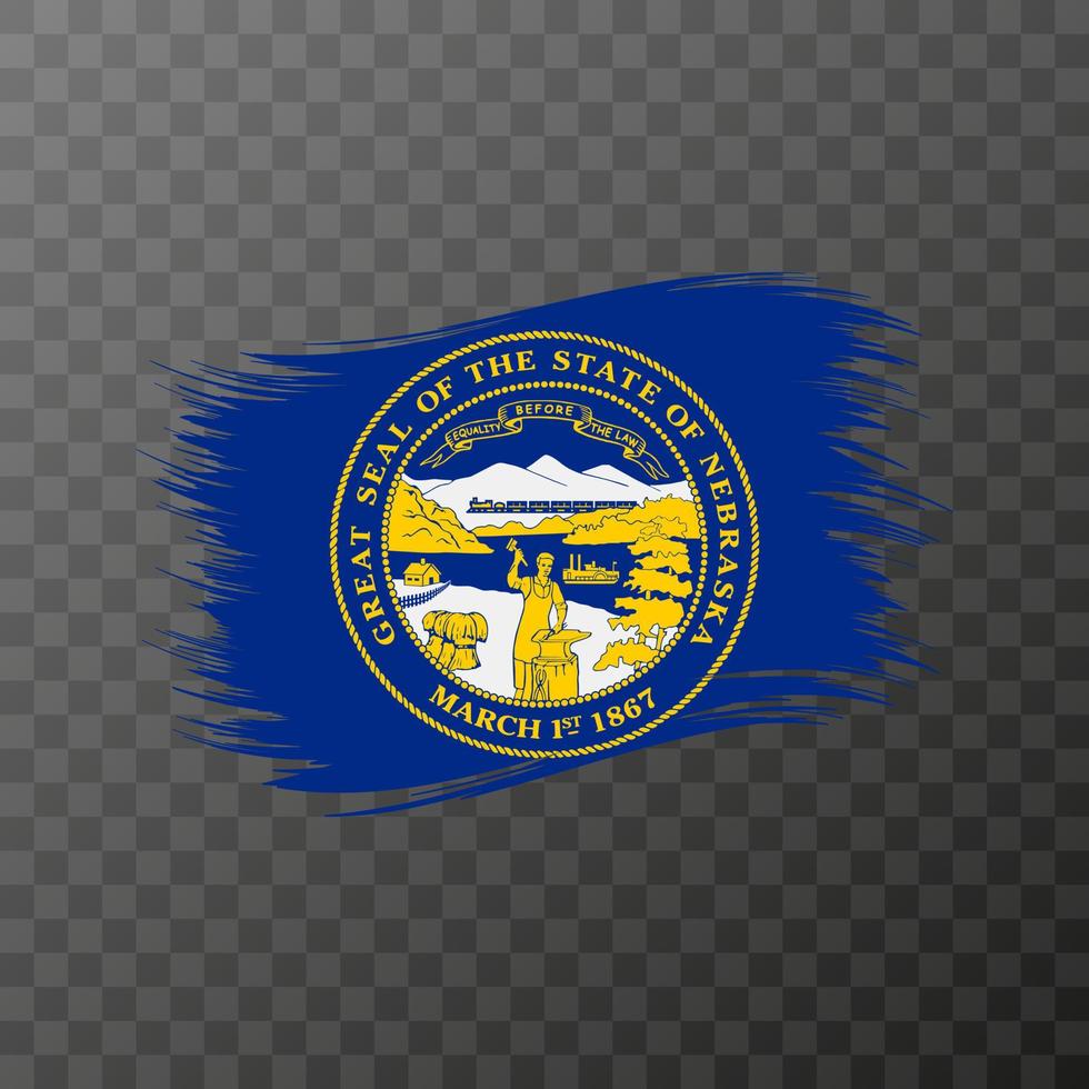 drapeau d'état du nebraska dans un style pinceau sur fond transparent. illustration vectorielle. vecteur