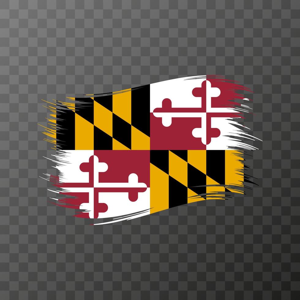 drapeau d'état du maryland dans un style pinceau sur fond transparent. illustration vectorielle. vecteur