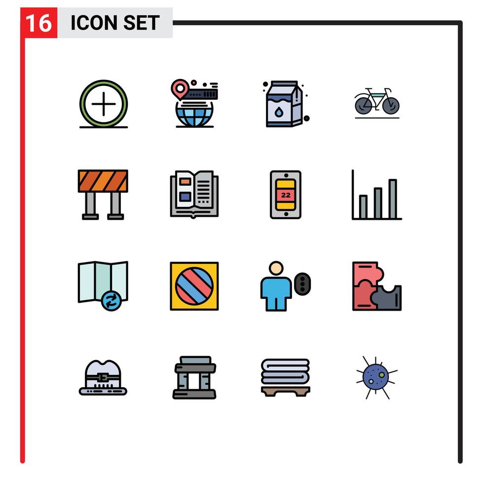 pack de lignes vectorielles modifiables de 16 lignes simples remplies de couleurs plates d'éléments de conception vectorielle créative modifiables pak vecteur