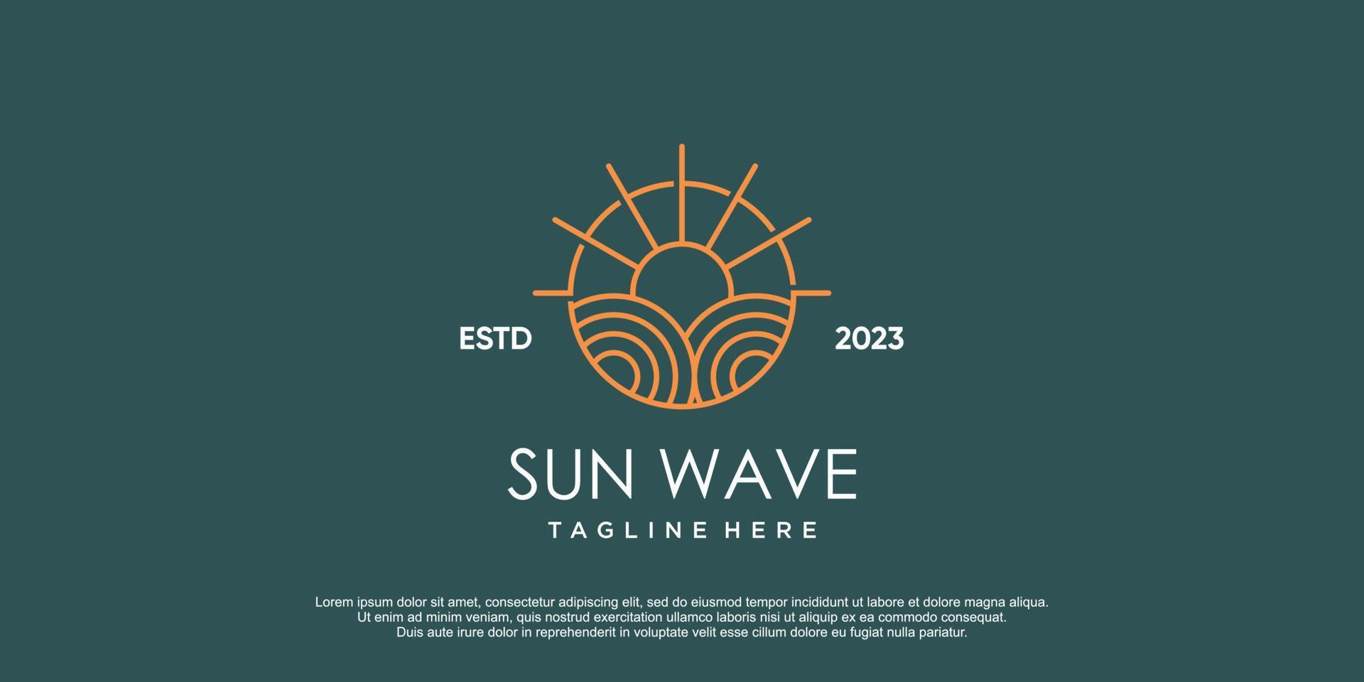 soleil vague logo lineart icône design illustration vectorielle vecteur