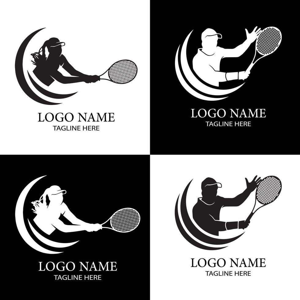 tennis logo vecteur joueur de tennis silhouette homme et femme