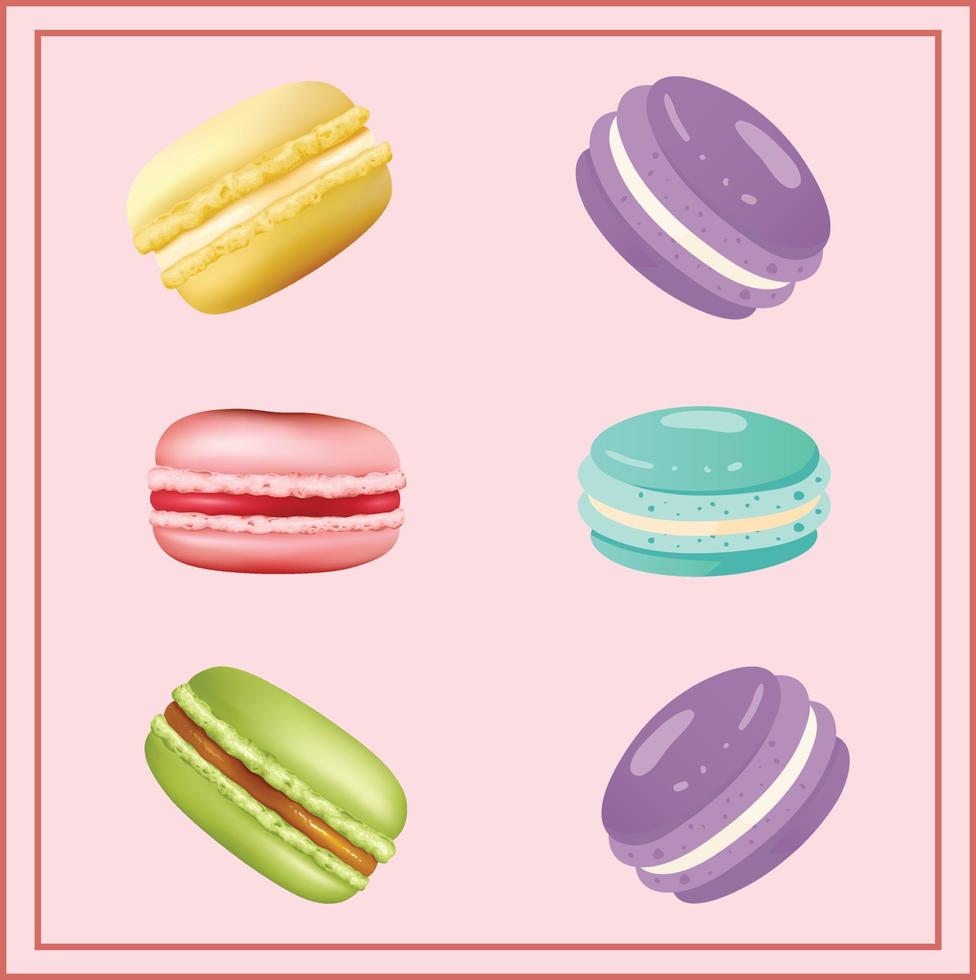 macarons colorés sucrés ensemble de dessins vectoriels de modèle vecteur