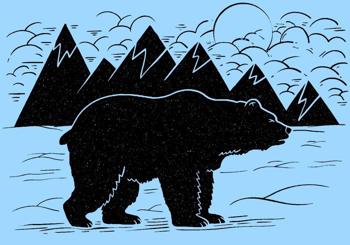 Vecteur d'ours de montagne hiver