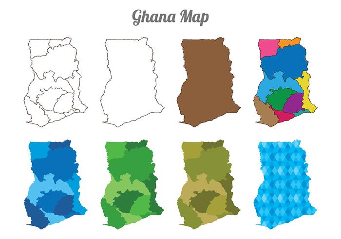 Vecteurs de carte du Ghana vecteur