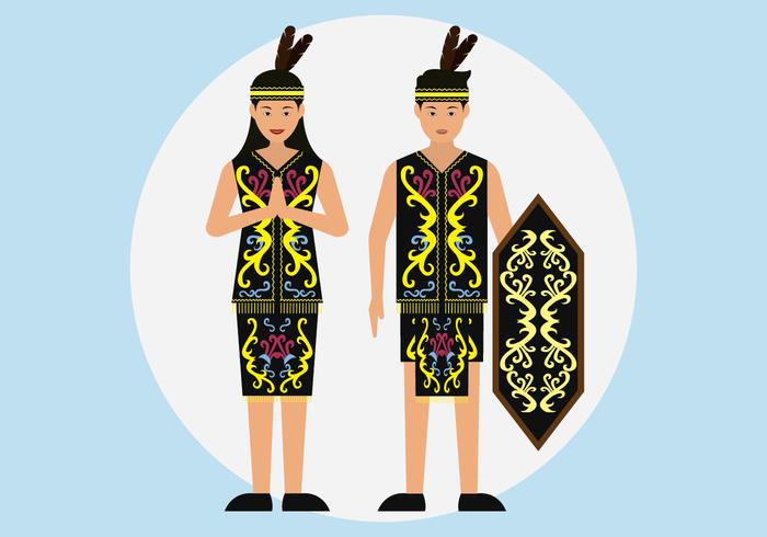 Couple Dayak vecteur