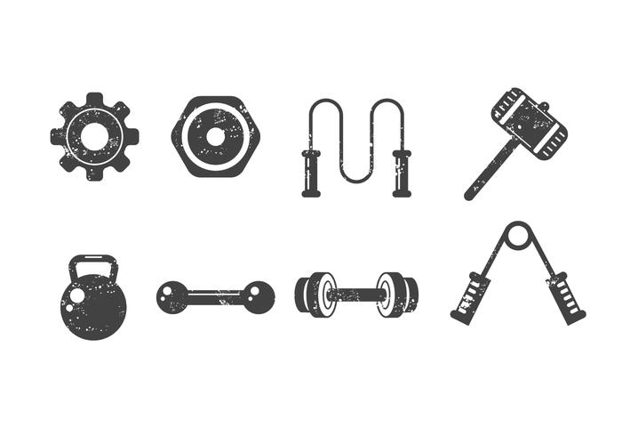 Gratuit Fitness et Gym Vector Icons avec Style Grunge