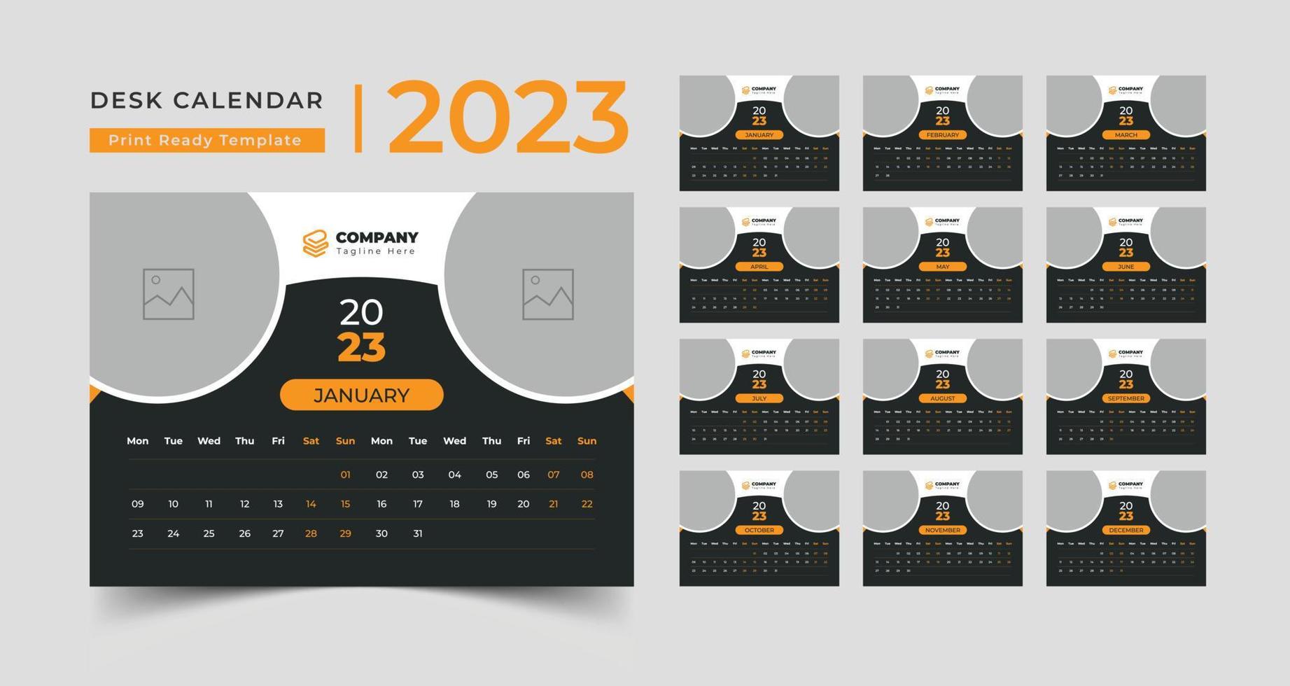 modèle de calendrier moderne du nouvel an, conception créative du modèle de calendrier de bureau 2023 vecteur