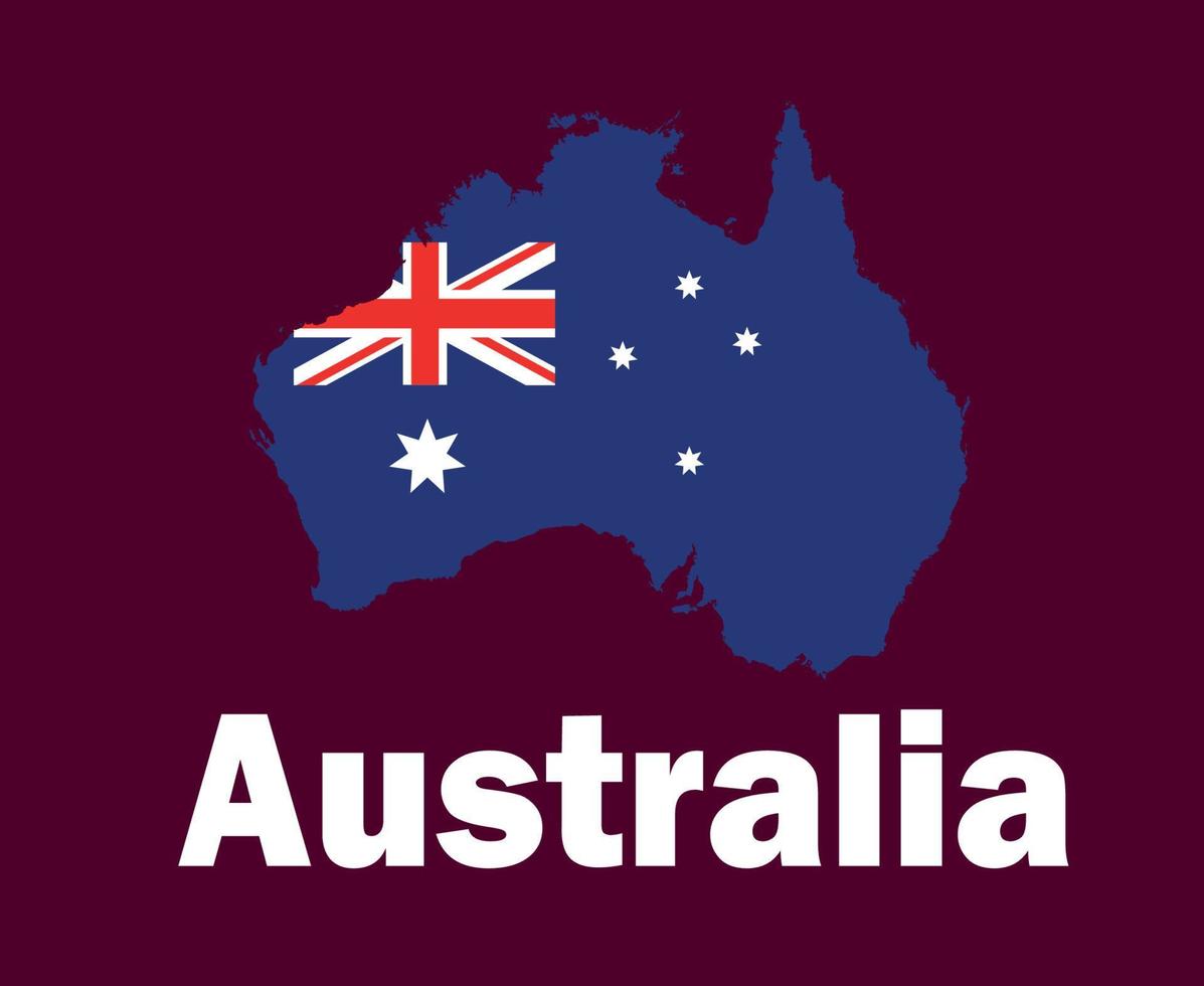 australie carte drapeau avec noms symbole conception asie football finale vecteur pays asiatiques équipes de football illustration