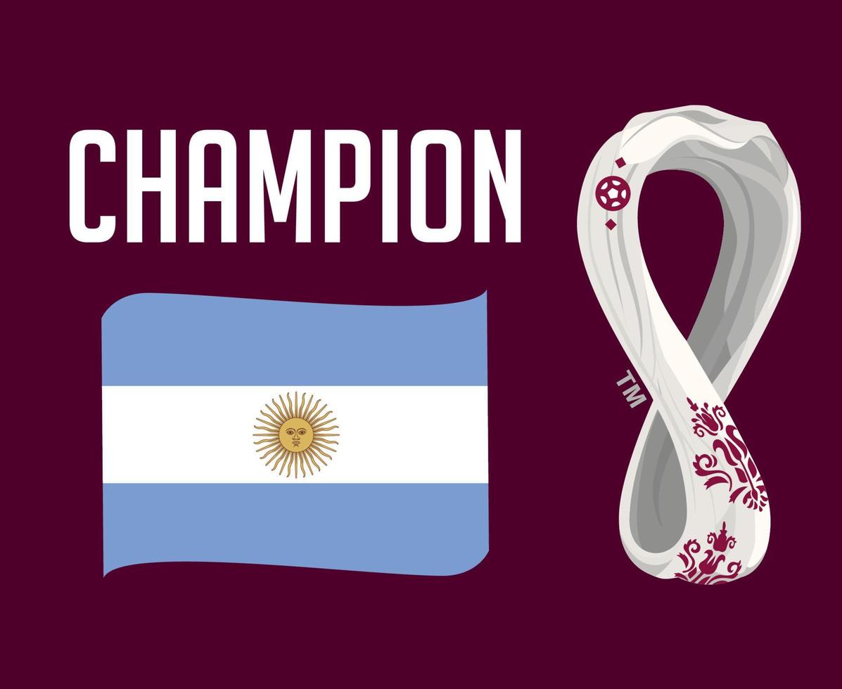 argentine drapeau ruban champion avec coupe du monde 2022 logo symbole final football conception amérique latine vecteur pays d'amérique latine équipes de football illustration