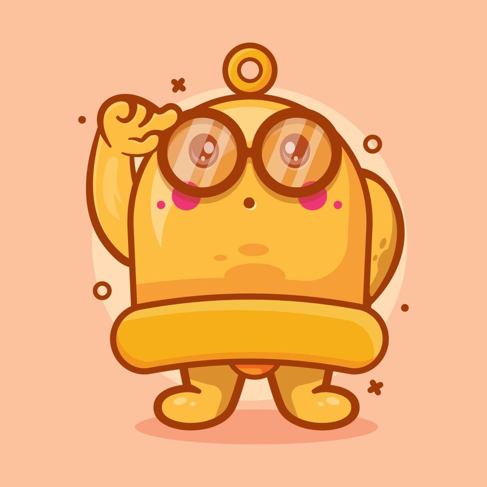 mascotte de personnage de cloche jaune de génie avec expression de pensée dessin animé isolé dans un style plat vecteur