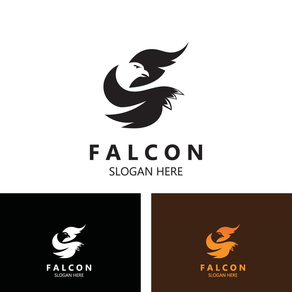 image de conception de logo de faucon, illustration de modèle d'aigle de silhouette vecteur