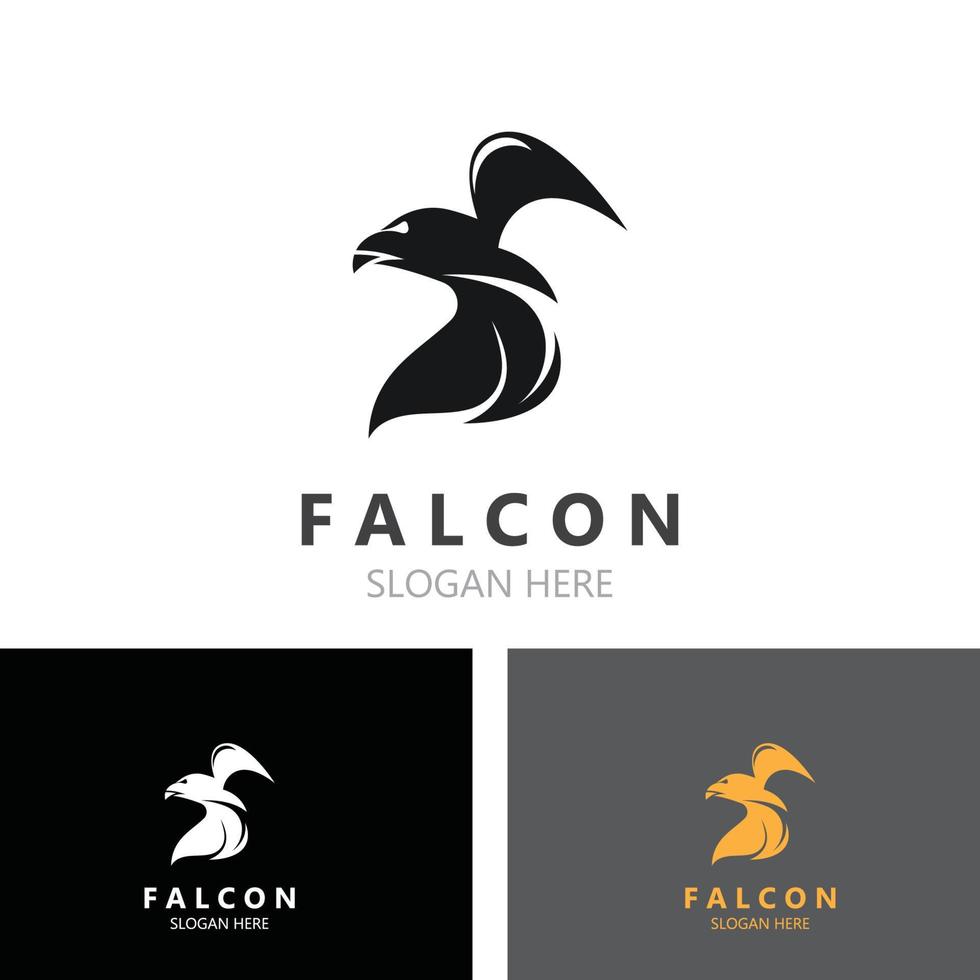 image de conception de logo de faucon, illustration de modèle d'aigle de silhouette vecteur