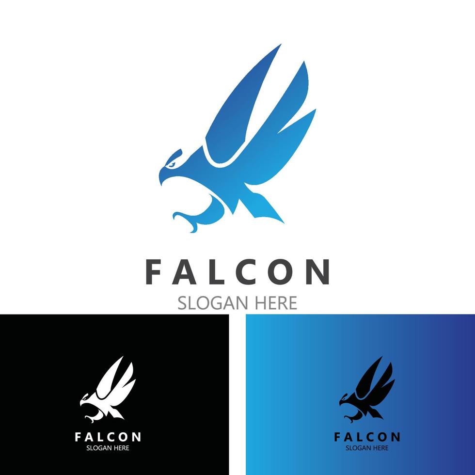 image de conception de logo de faucon, illustration de modèle d'aigle de silhouette vecteur