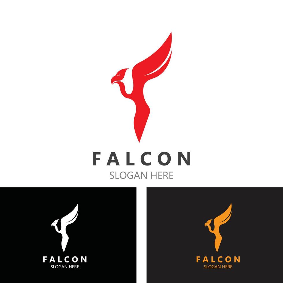 image de conception de logo de faucon, illustration de modèle d'aigle de silhouette vecteur