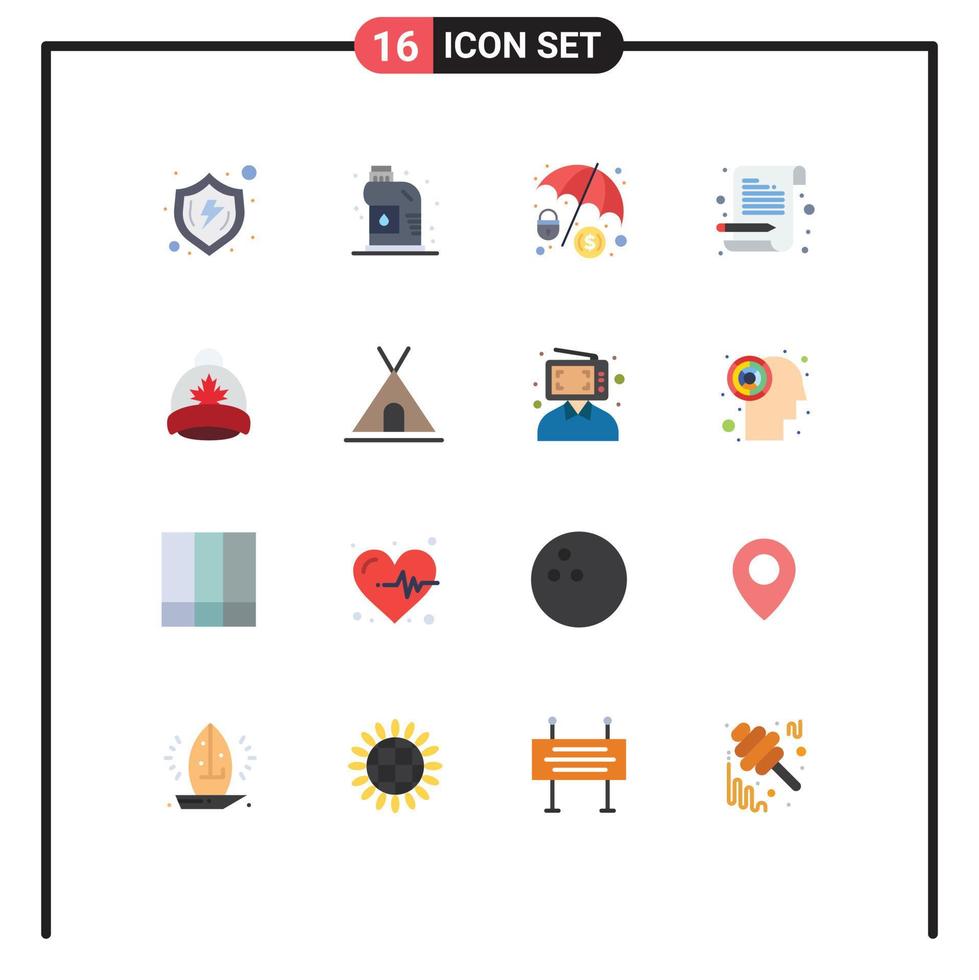 16 icônes créatives signes et symboles modernes de casquette bloc-notes plomberie bloc-notes lettre modifiable pack d'éléments de conception de vecteur créatif
