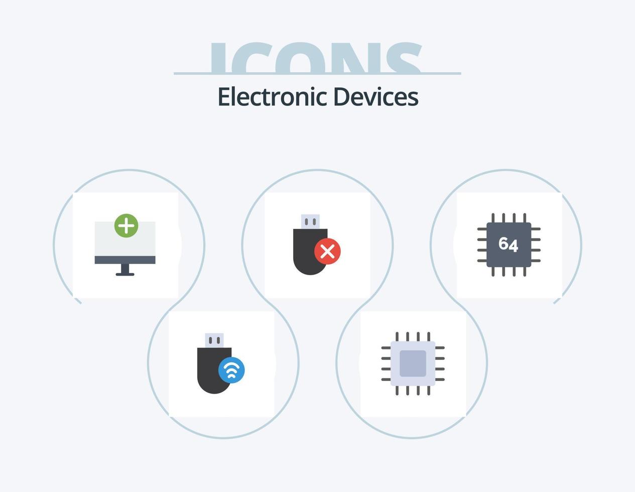 appareils icône plate pack 5 conception d'icônes. dispositifs. ébrécher. gadget. bâton. Matériel vecteur