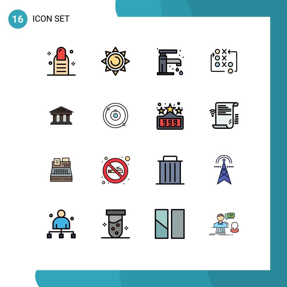 16 interface utilisateur pack de lignes remplies de couleurs plates de signes et symboles modernes de la finance banque évier stratégie tactique éléments de conception vectoriels créatifs modifiables vecteur