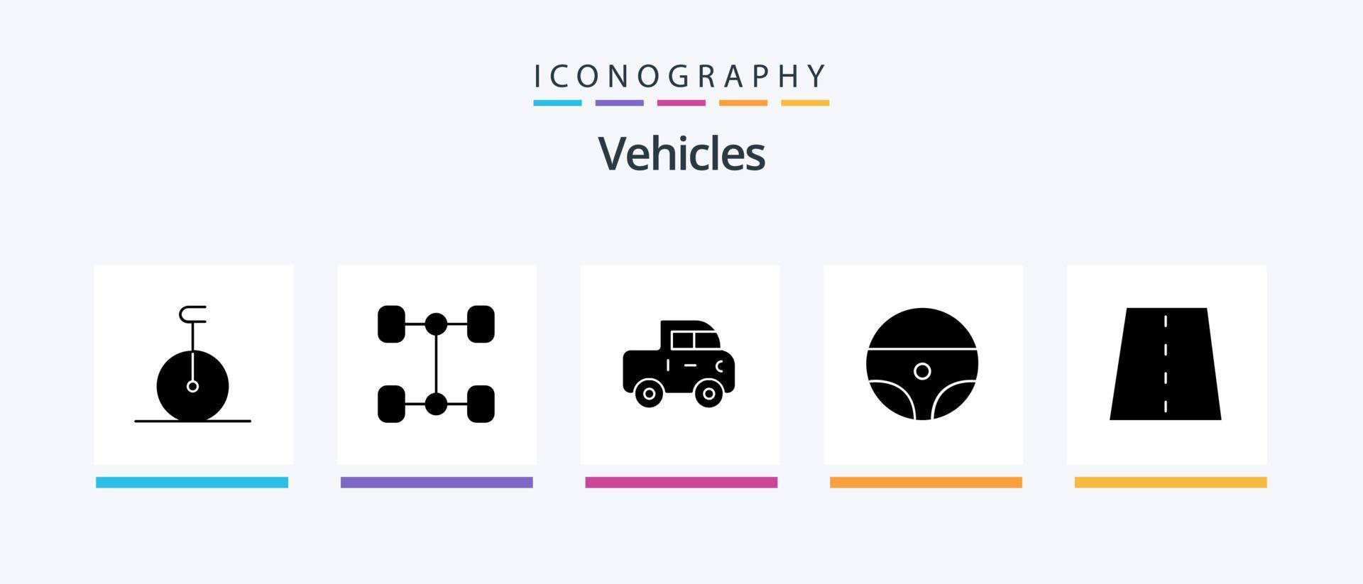 pack d'icônes glyphe 5 de véhicules comprenant. route. auto. chemin. Infrastructure. conception d'icônes créatives vecteur