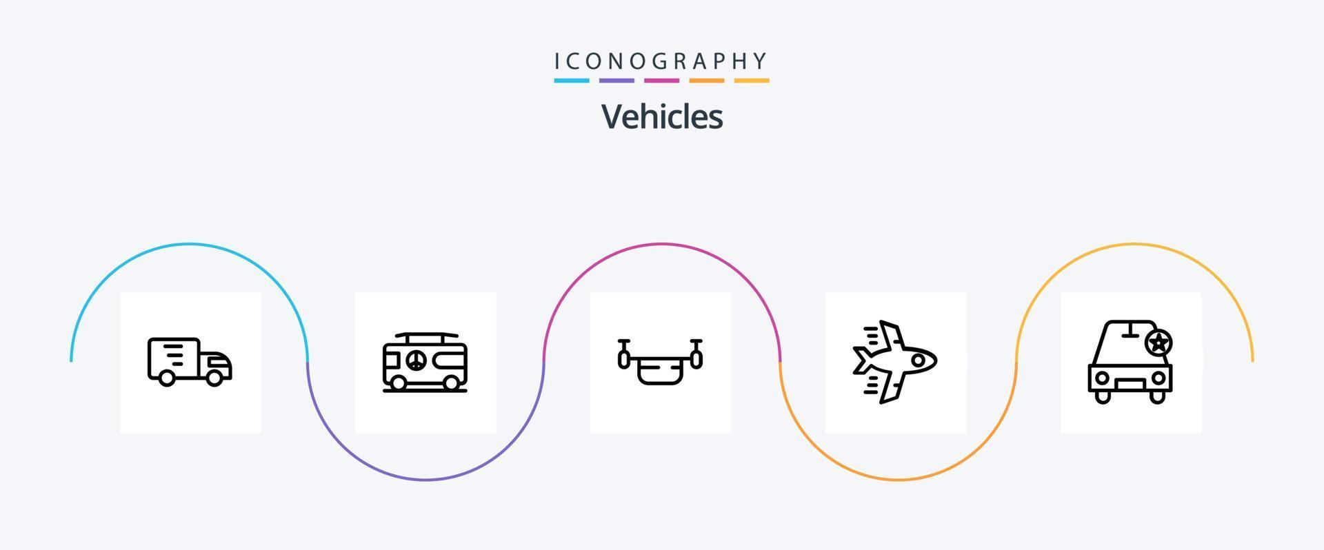pack d'icônes de la ligne 5 de véhicules, y compris important. avion. air. en volant. Véhicules vecteur