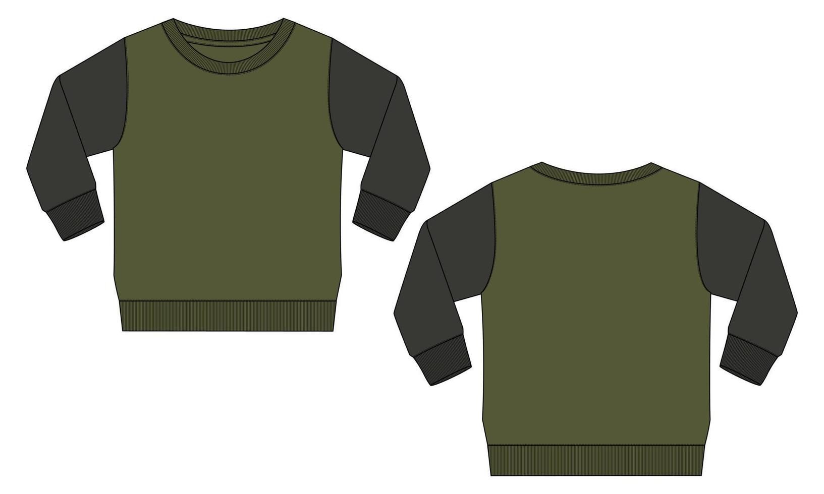 modèle d'illustration vectorielle de croquis plat de mode technique sweat-shirt à manches longues pour femmes. vecteur