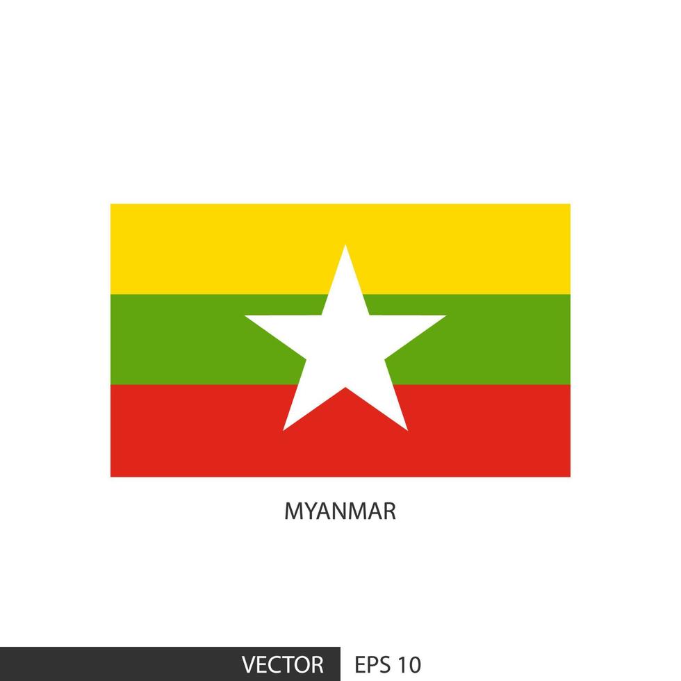 drapeau carré myanmar sur fond blanc et spécifiez est le vecteur eps10.