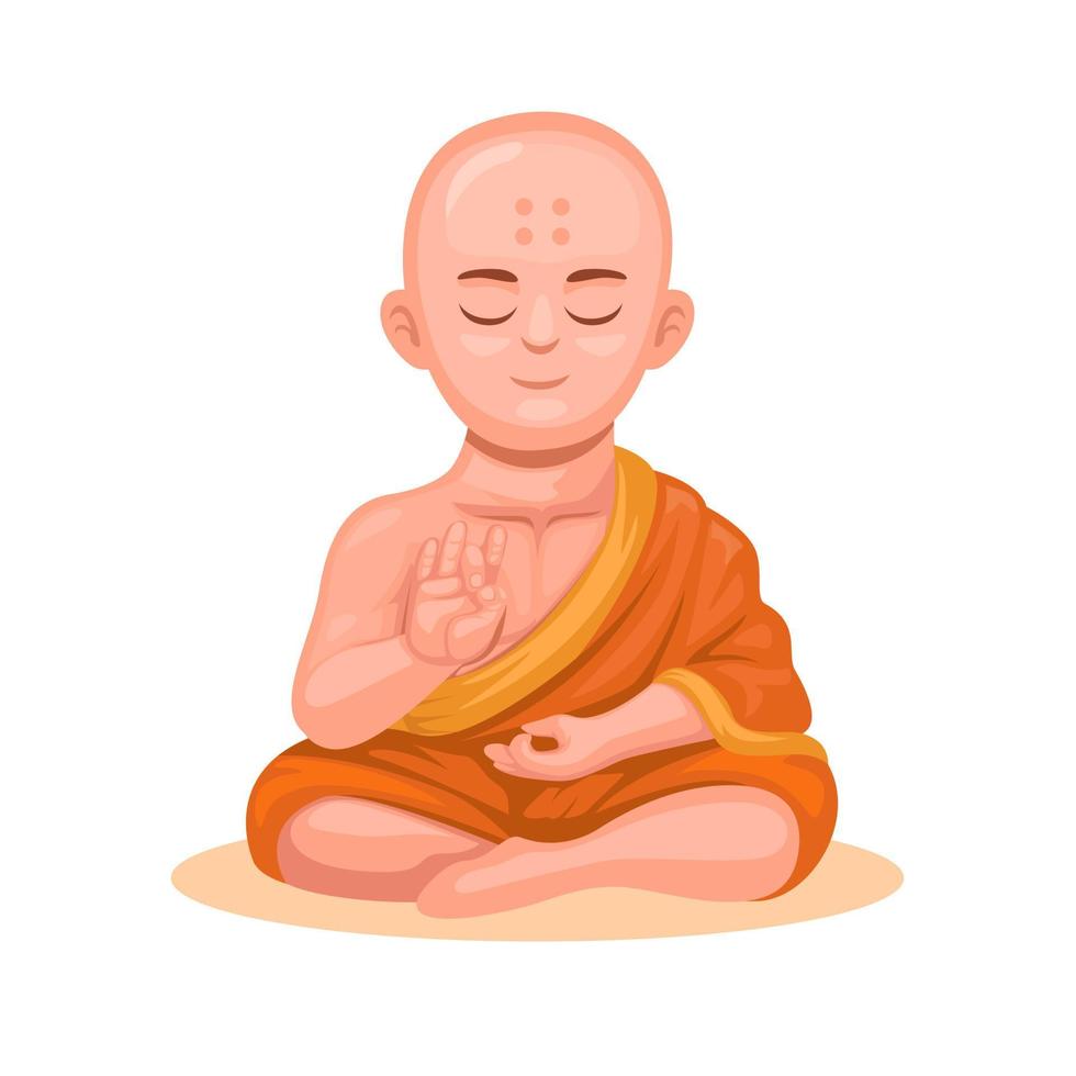 moine personnage bouddhiste religion personnes dessin animé illustration vecteur