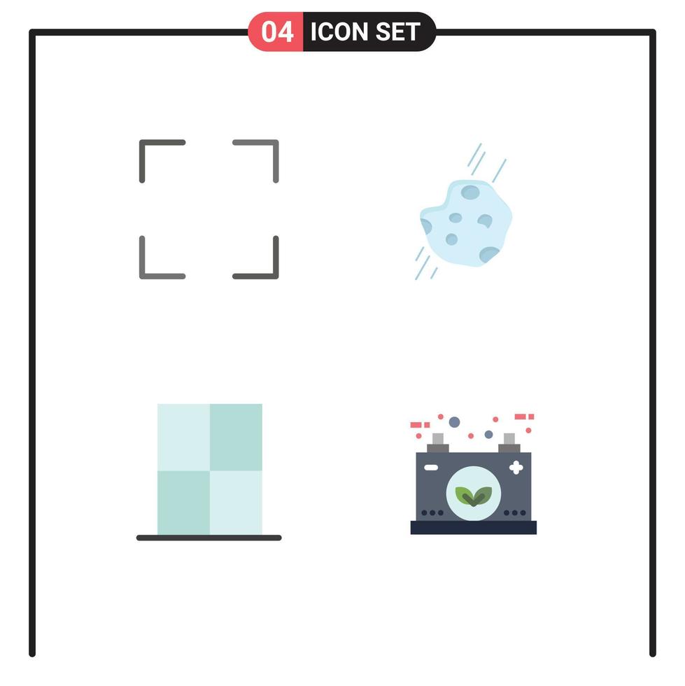 groupe de 4 icônes plates signes et symboles pour les éléments de conception vectoriels modifiables de la salle de l'espace astéroïde à la maison complète vecteur