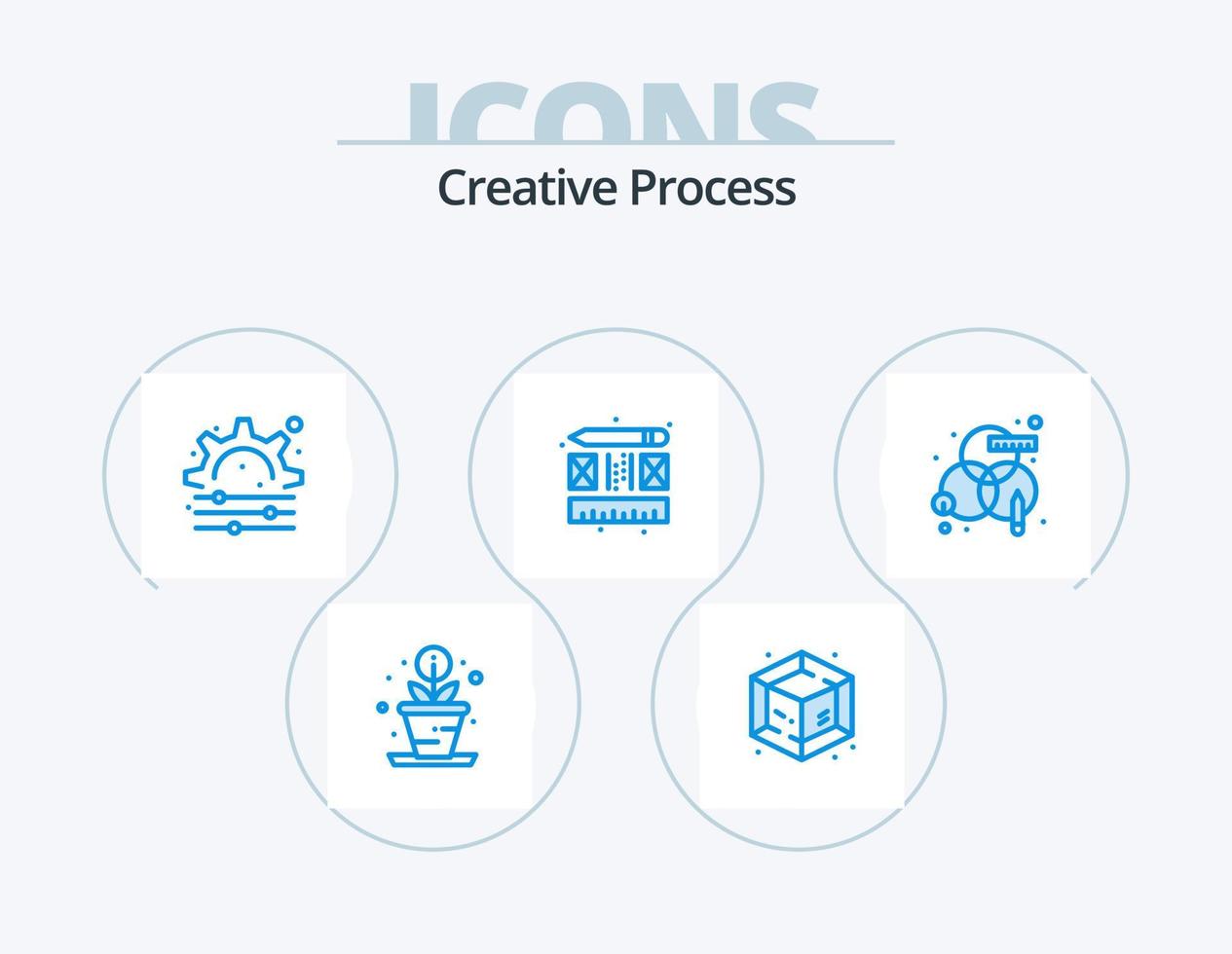 processus créatif bleu pack d'icônes 5 conception d'icônes. . motif. engrenage. RVB. Créatif vecteur
