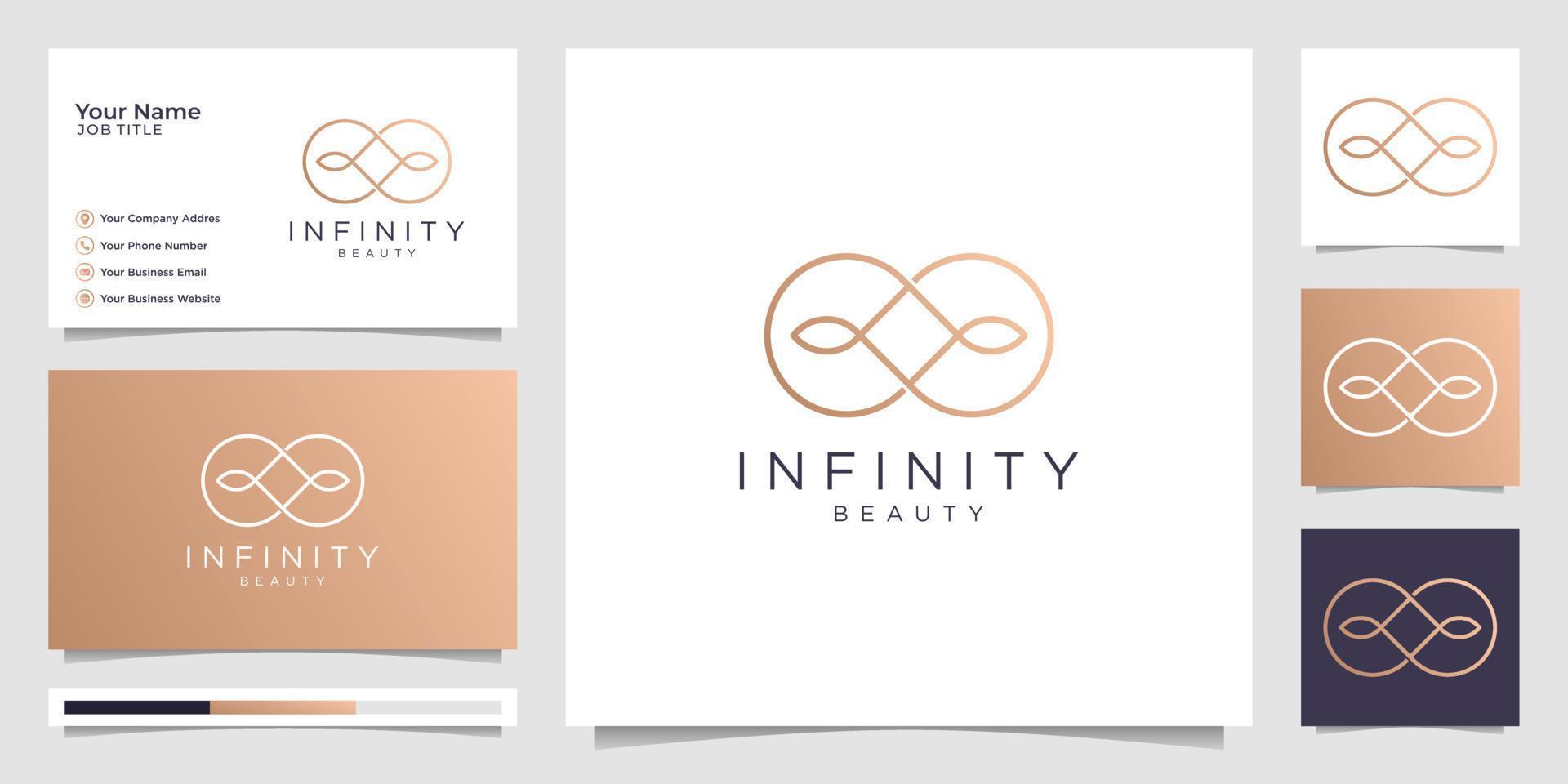 infinity beauty logo minimaliste et conception de cartes de visite, beauté, infini, concept, vie, vecteur premium.premium