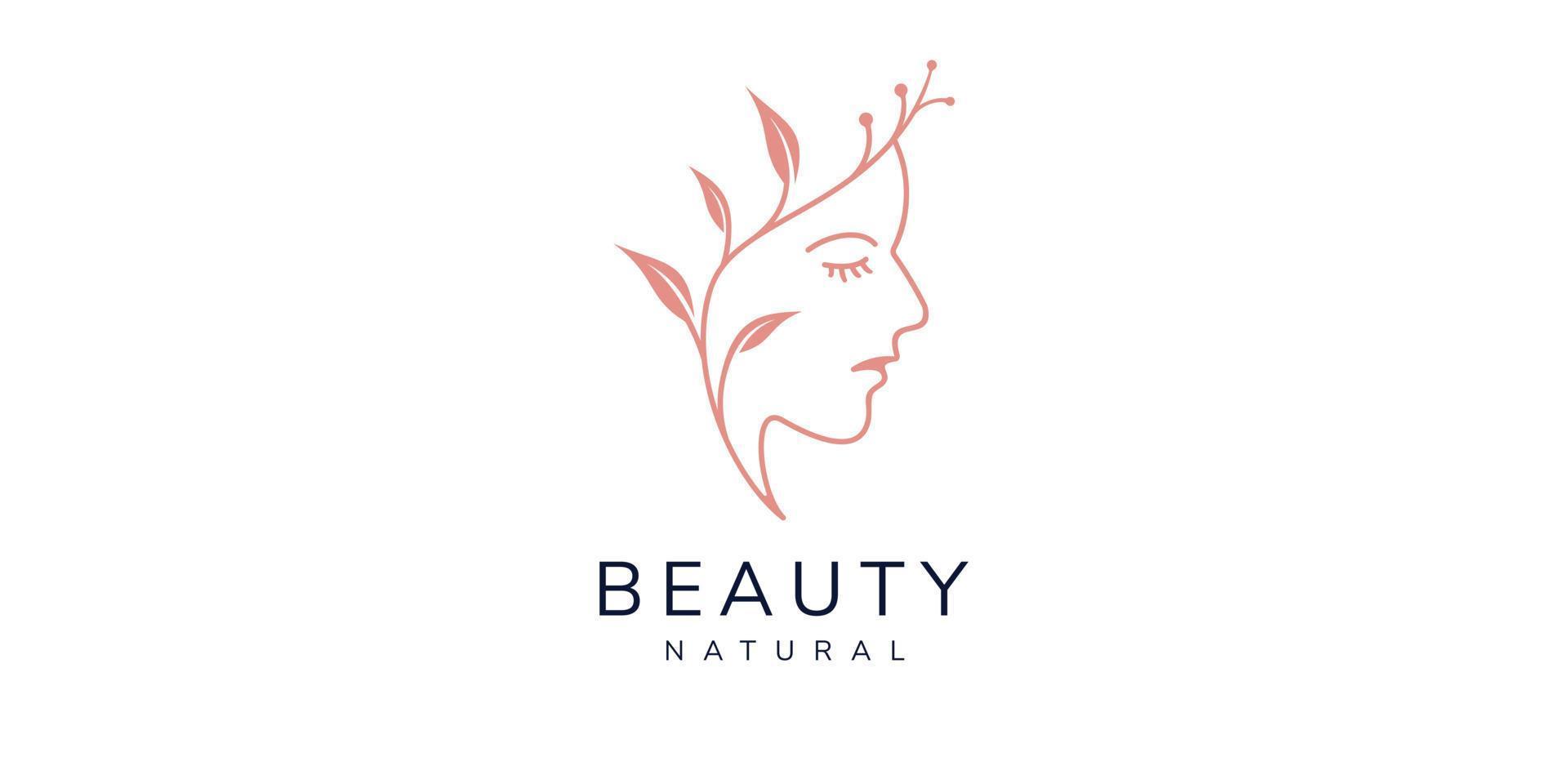 logo de beauté avec conception de symbole de conception de feuille pour les cosmétiques, les soins de la peau. vecteur