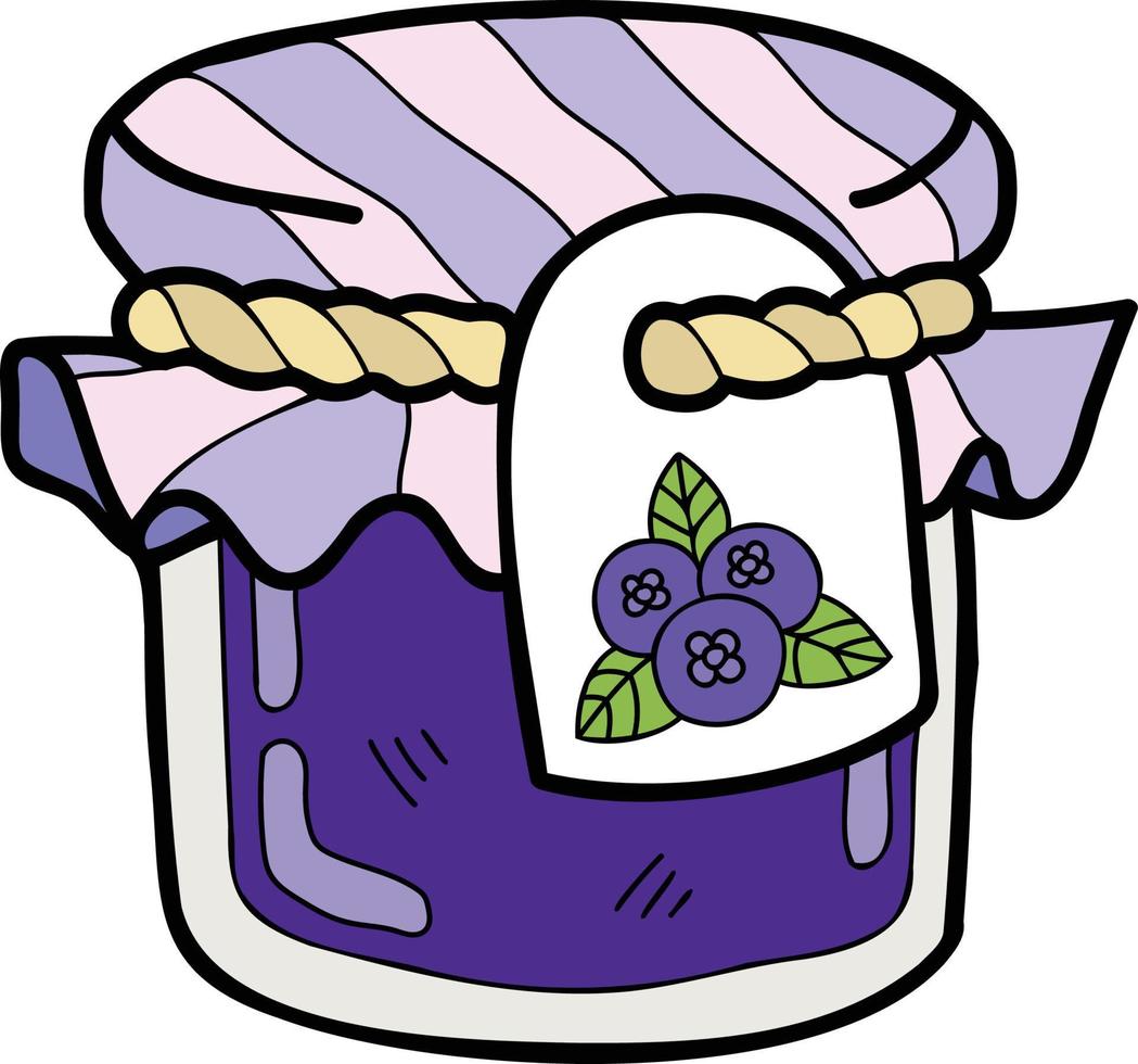 illustration de pot de confiture de myrtille dessiné à la main vecteur