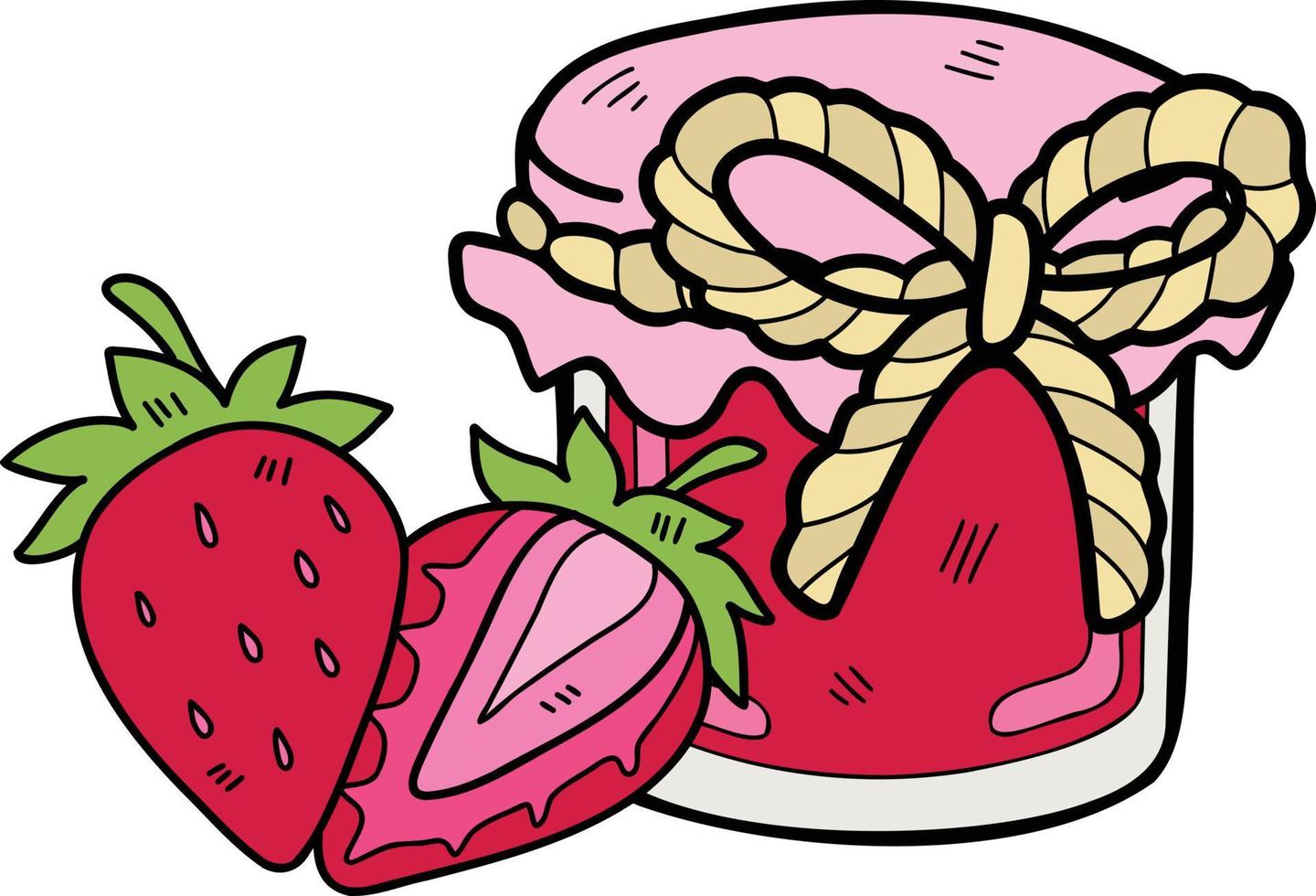 illustration de pot de confiture de fraises dessinés à la main vecteur