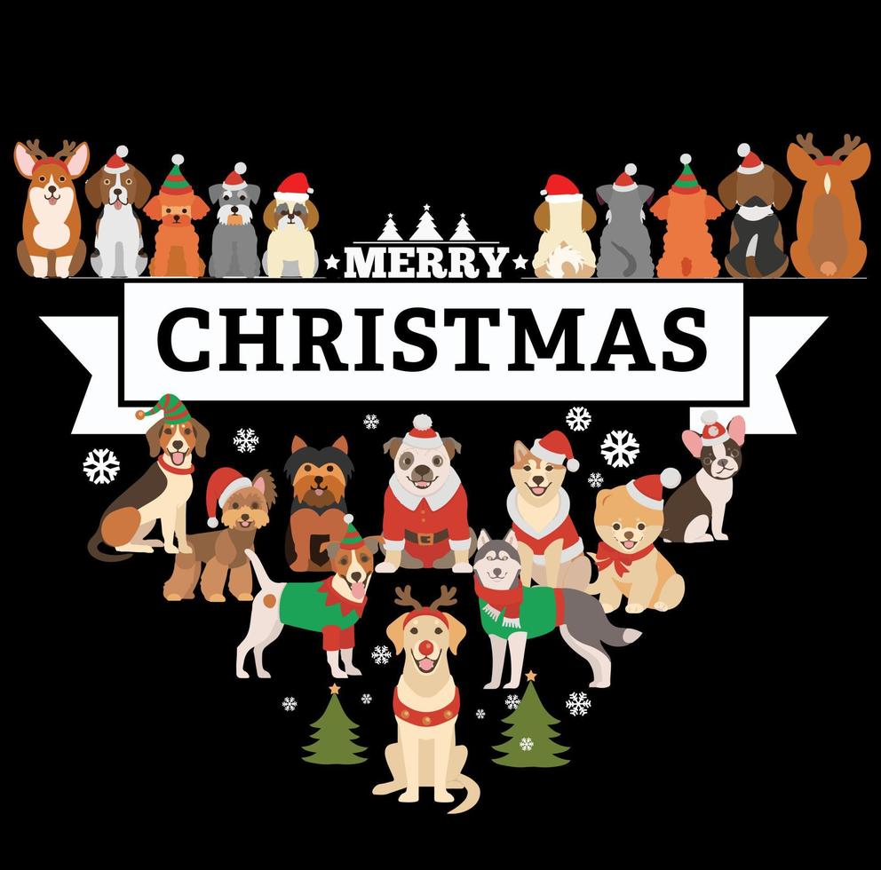 tous les chiens joyeux noël. chemises de noël de famille assorties. cadeau de Noël. noël en famille. autocollant. carte. vecteur