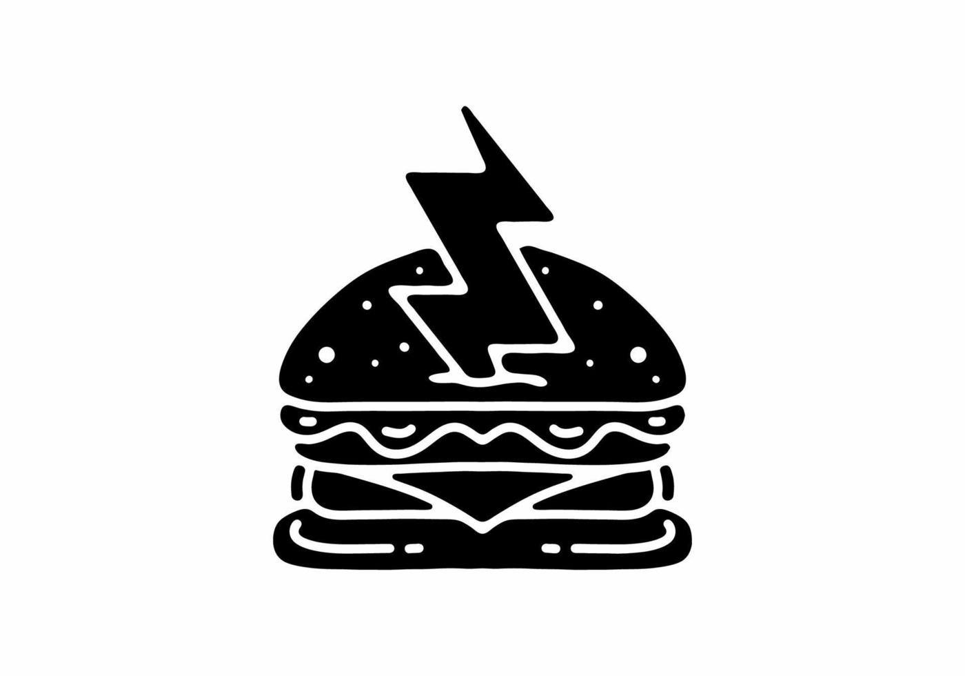 conception d'illustration du tatouage burger et tonnerre vecteur