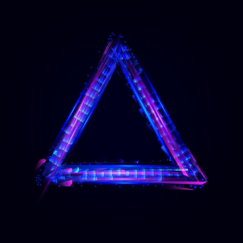 cadre de pépin futuriste de triangle abstrait. effet de lumière coloré. vecteur