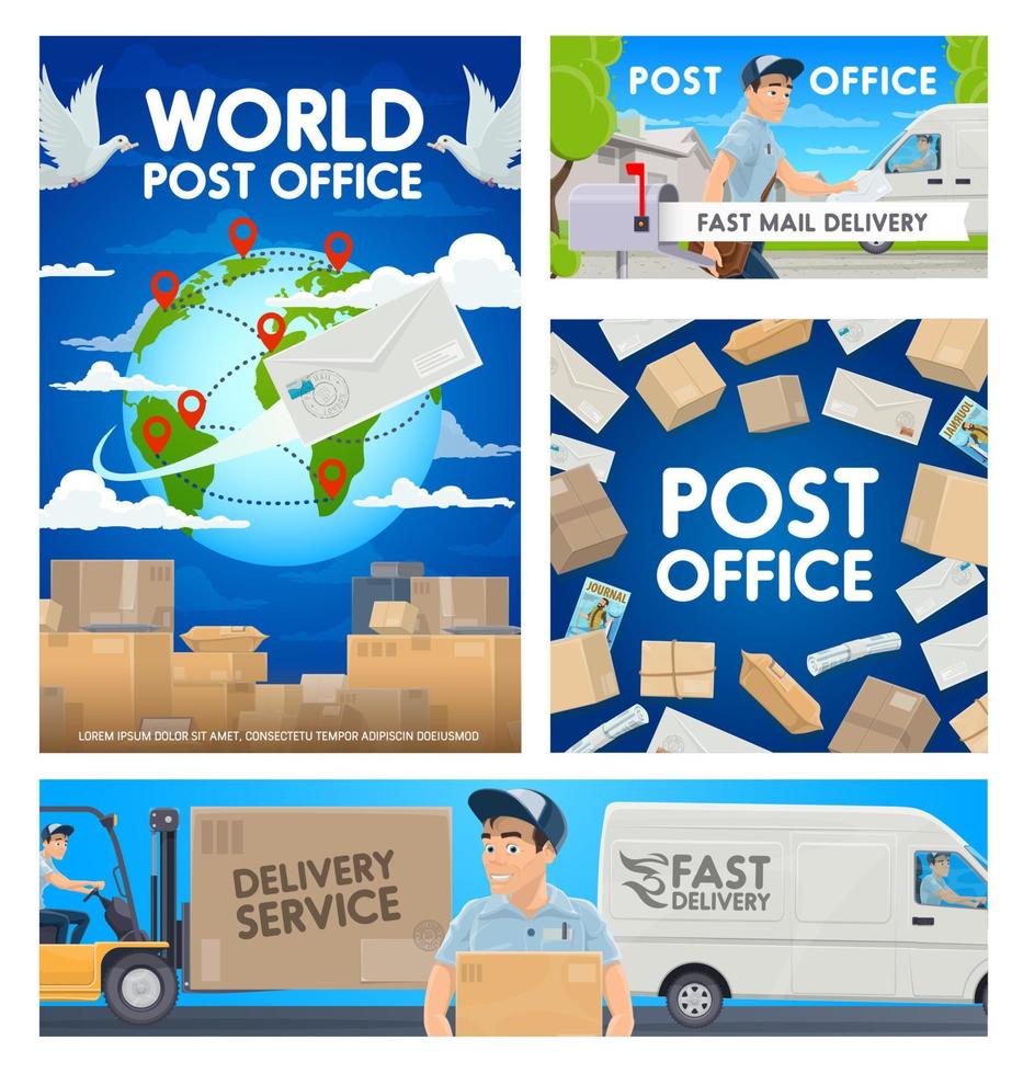 bureau de poste, distribution du courrier, service de facteur vecteur