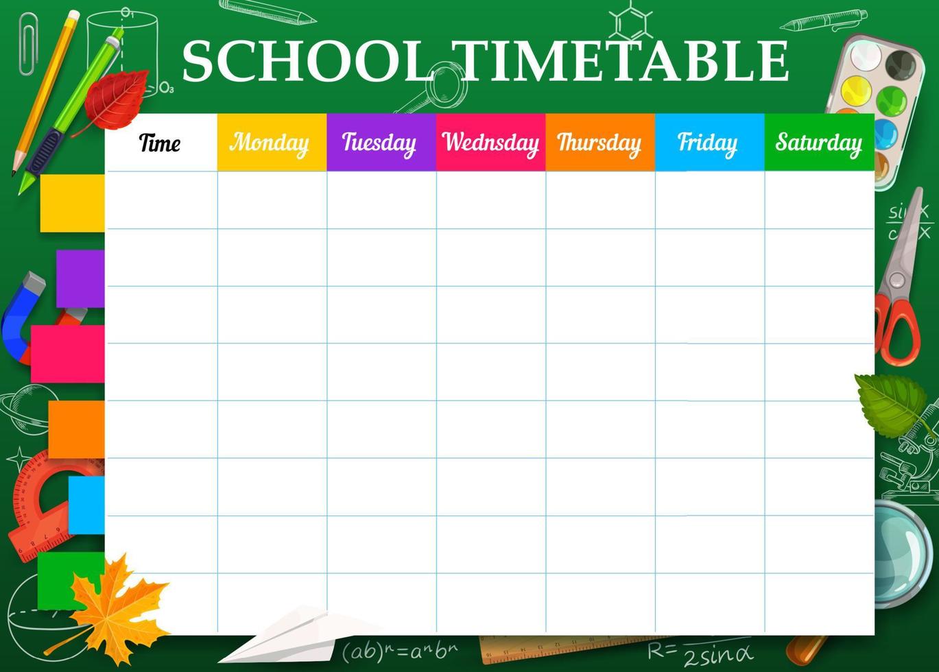 calendrier scolaire ou modèle d'horaire, éducation vecteur