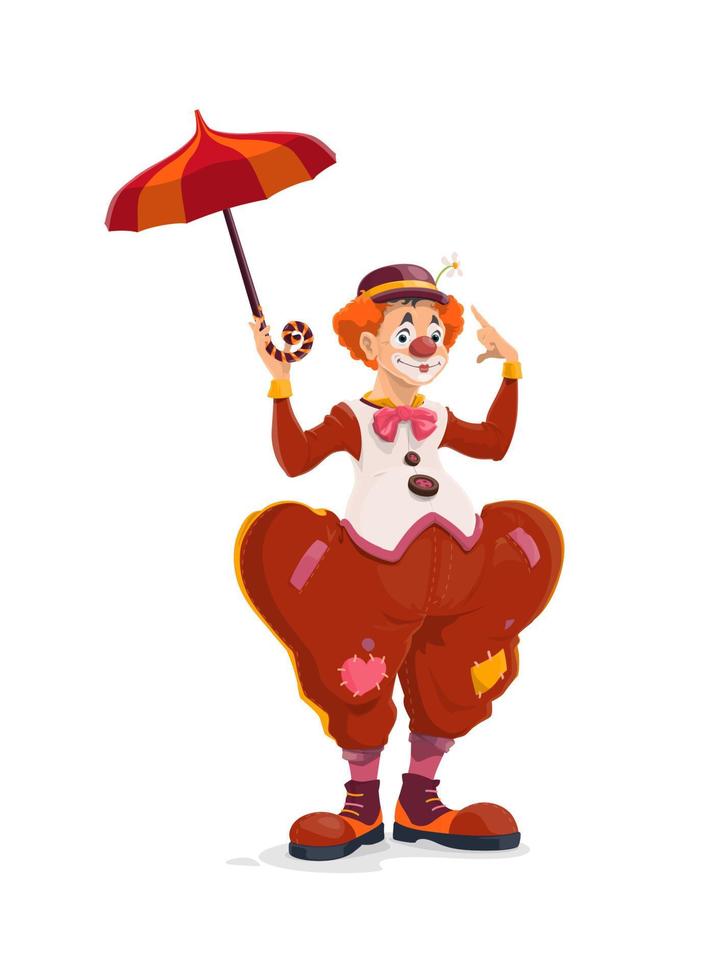 cirque chapiteau clown isolé avec parapluie vecteur