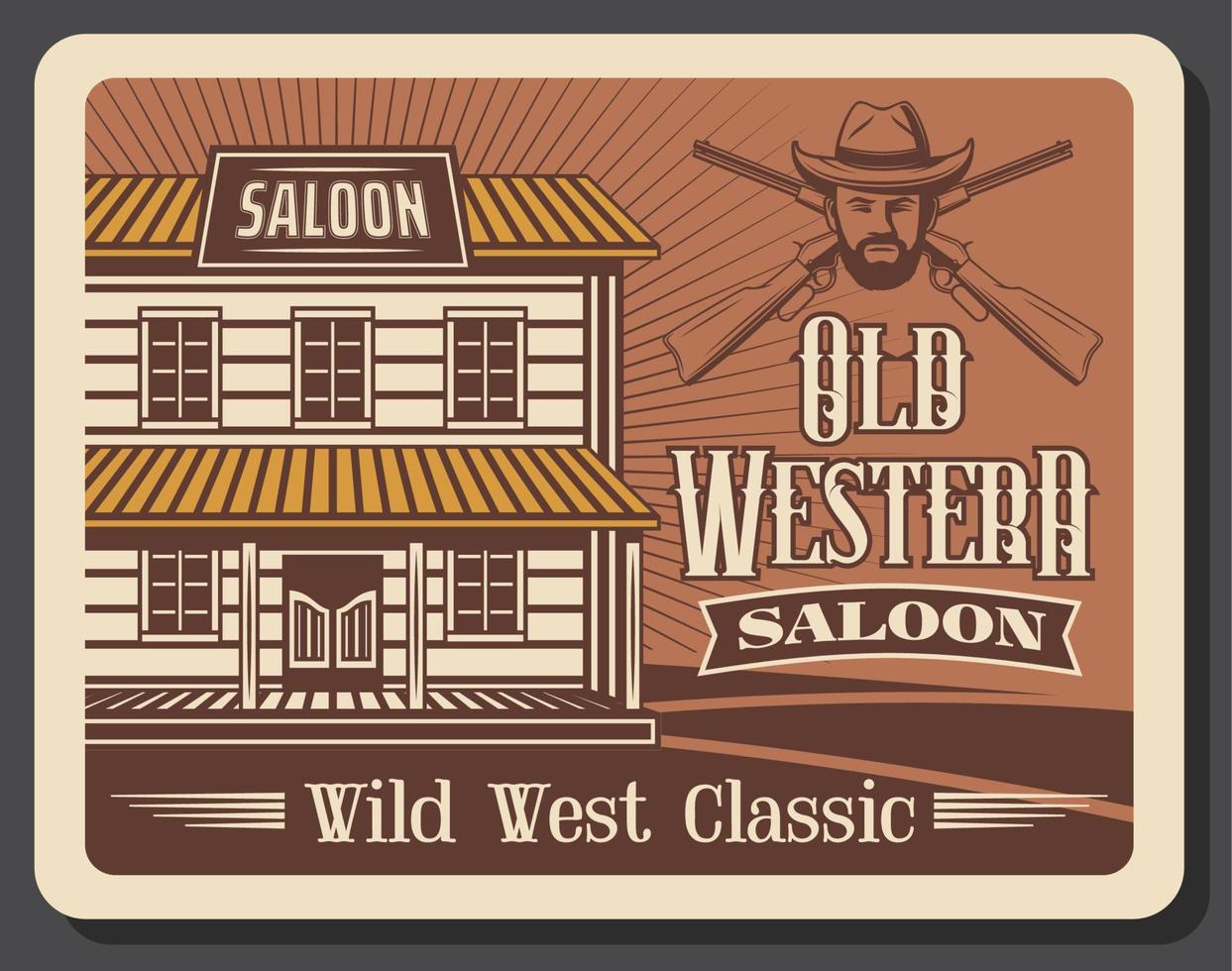 ouest sauvage, vieux saloon de cow-boy de l'ouest américain vecteur