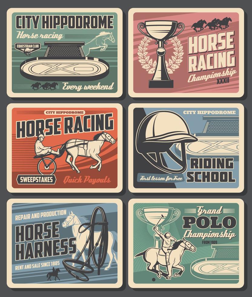 hippodrome hippique, chevaux de course et jockeys vecteur