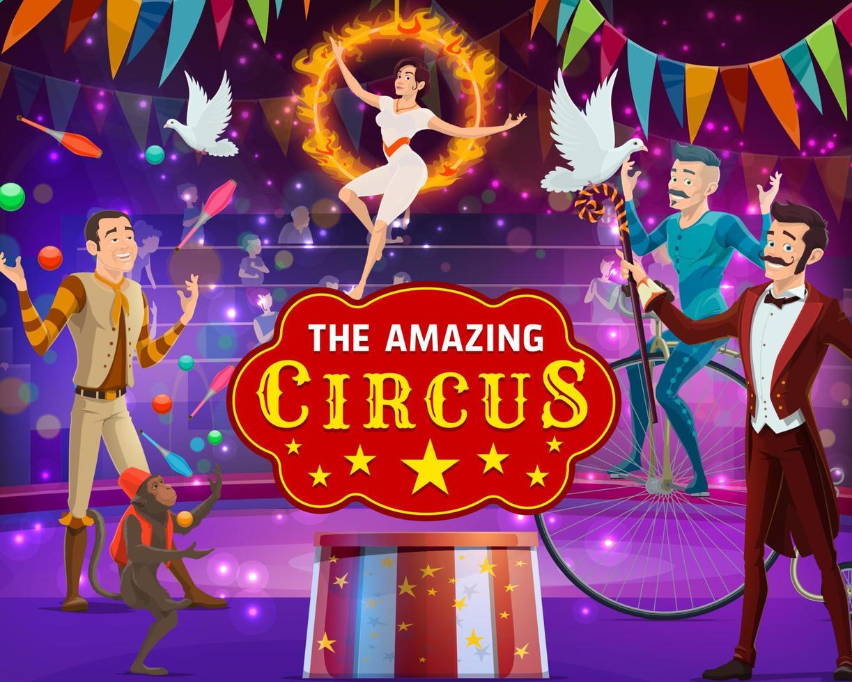 cirque chapiteau, spectacle de magie fête foraine carnaval vecteur
