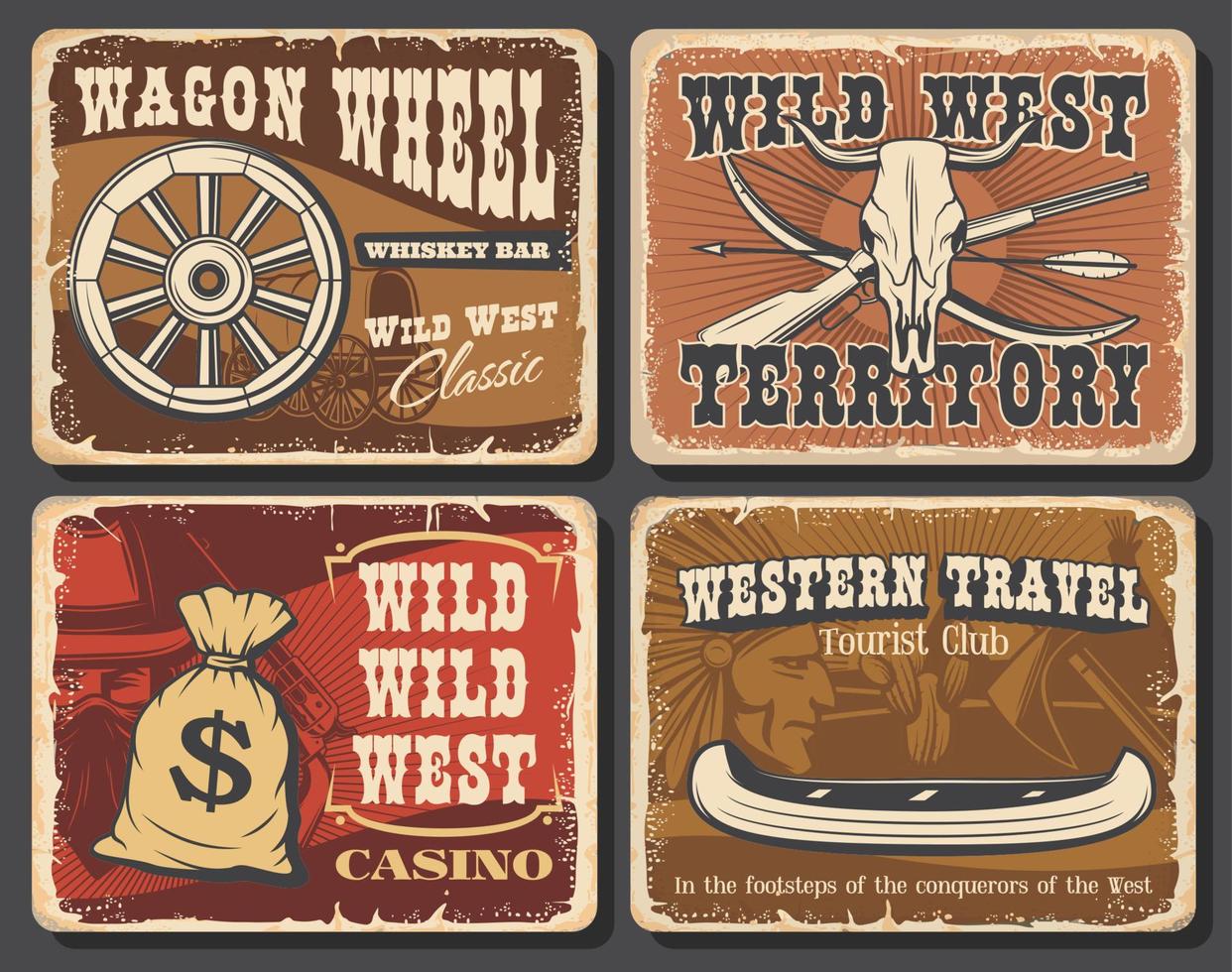 affiches et cartes vintage de vecteur de far west