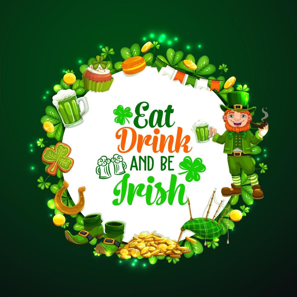 saint patricks day signes de chance cadre, lettrage vecteur