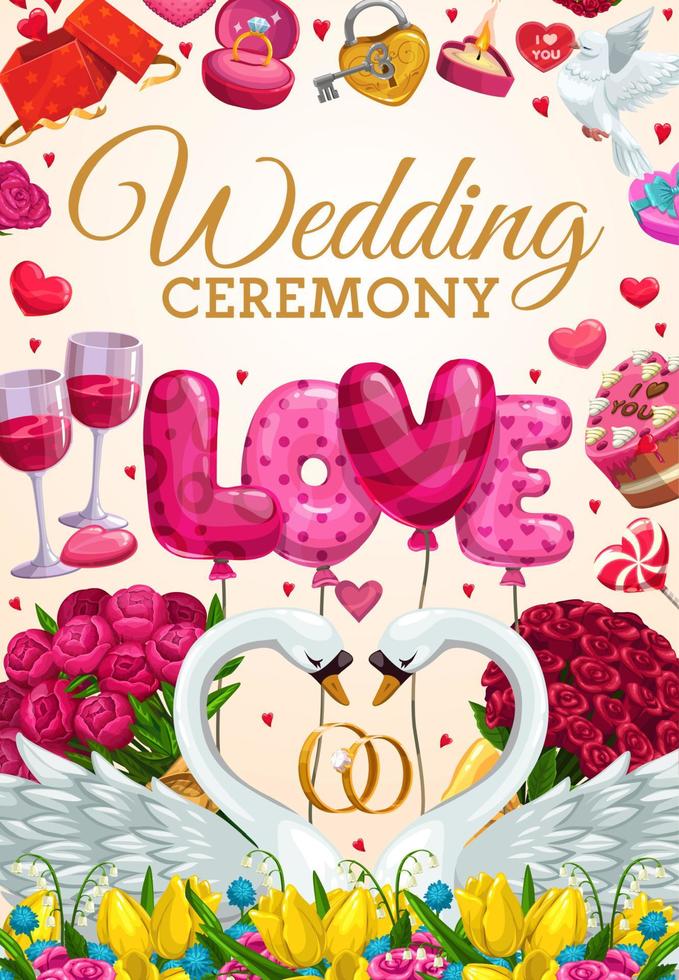invitation à une fête de fiançailles, cérémonie du jour du mariage vecteur