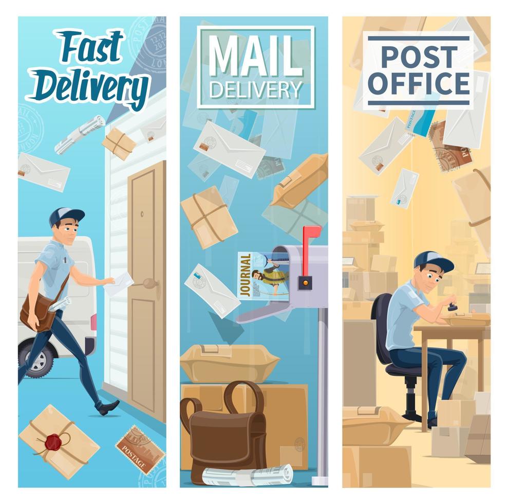 bureau de poste, facteur. service de livraison de courrier vecteur