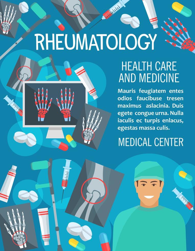 affiche de vecteur d'articles de médecine rhumatologique