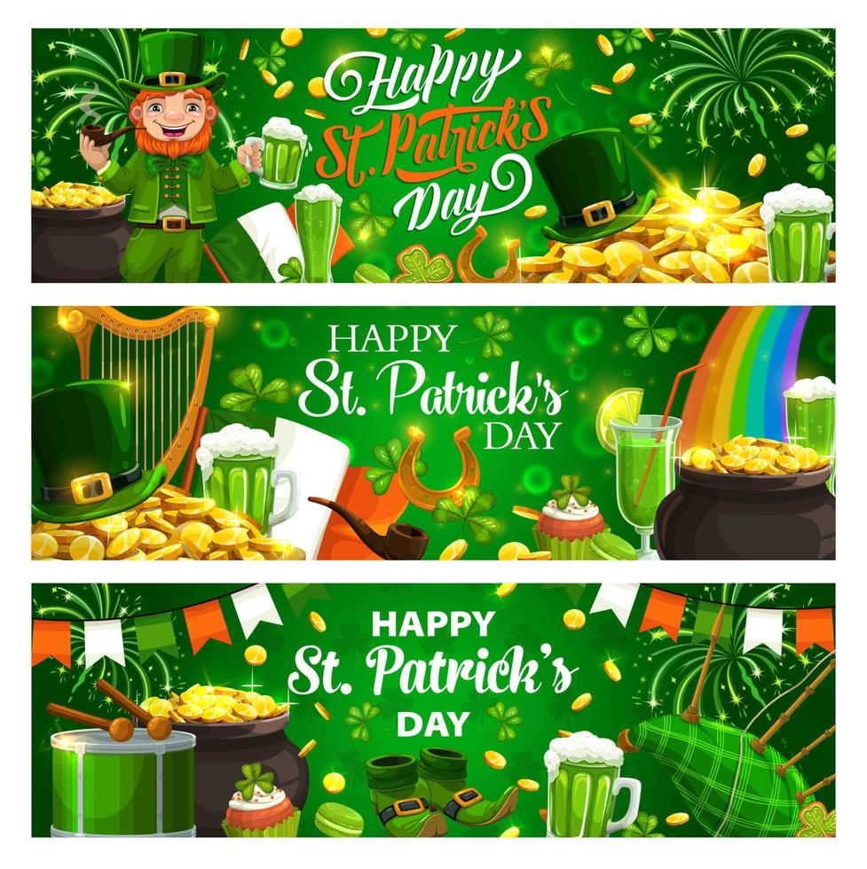 symboles de vacances de printemps irlandais patricks day salutation vecteur